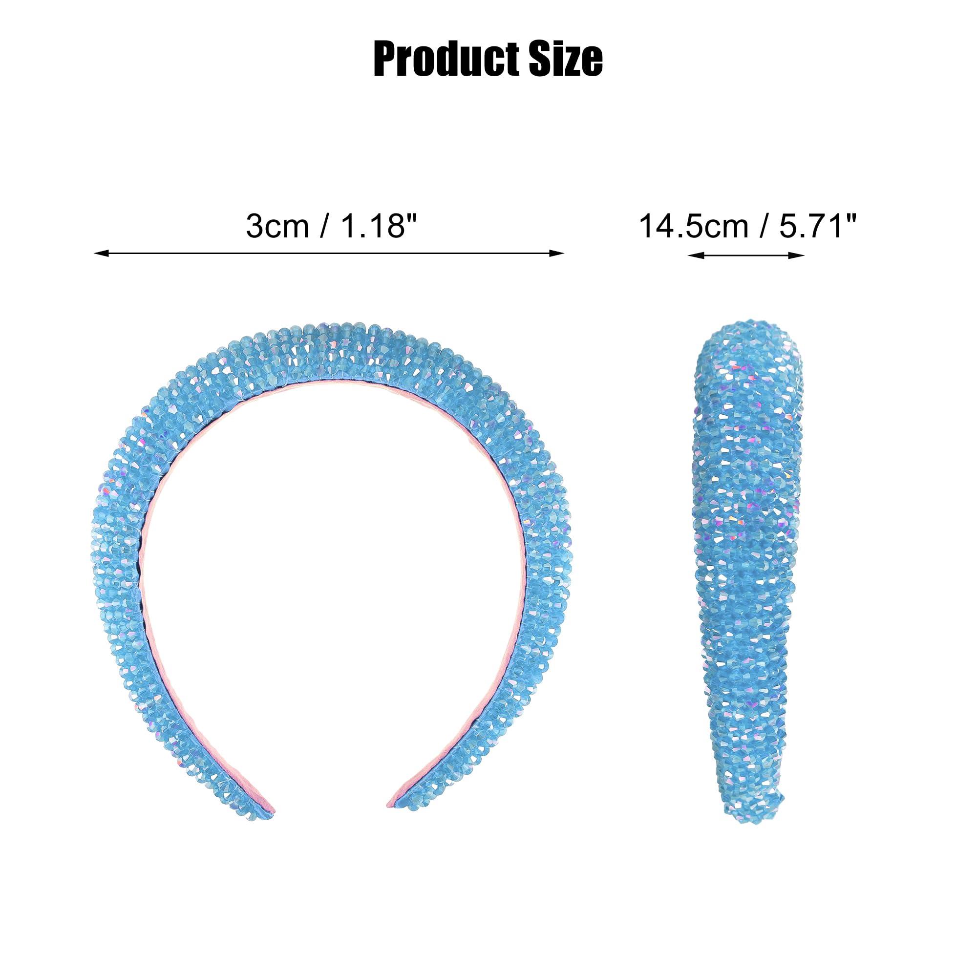 VOCOSTE VOCOSTE Rhinestone Headband, Bling Padded Hairband Sparkle Faux Crystal Headbands Hair Accessories for Women, Sky Blue, 1.18 Inch Wide