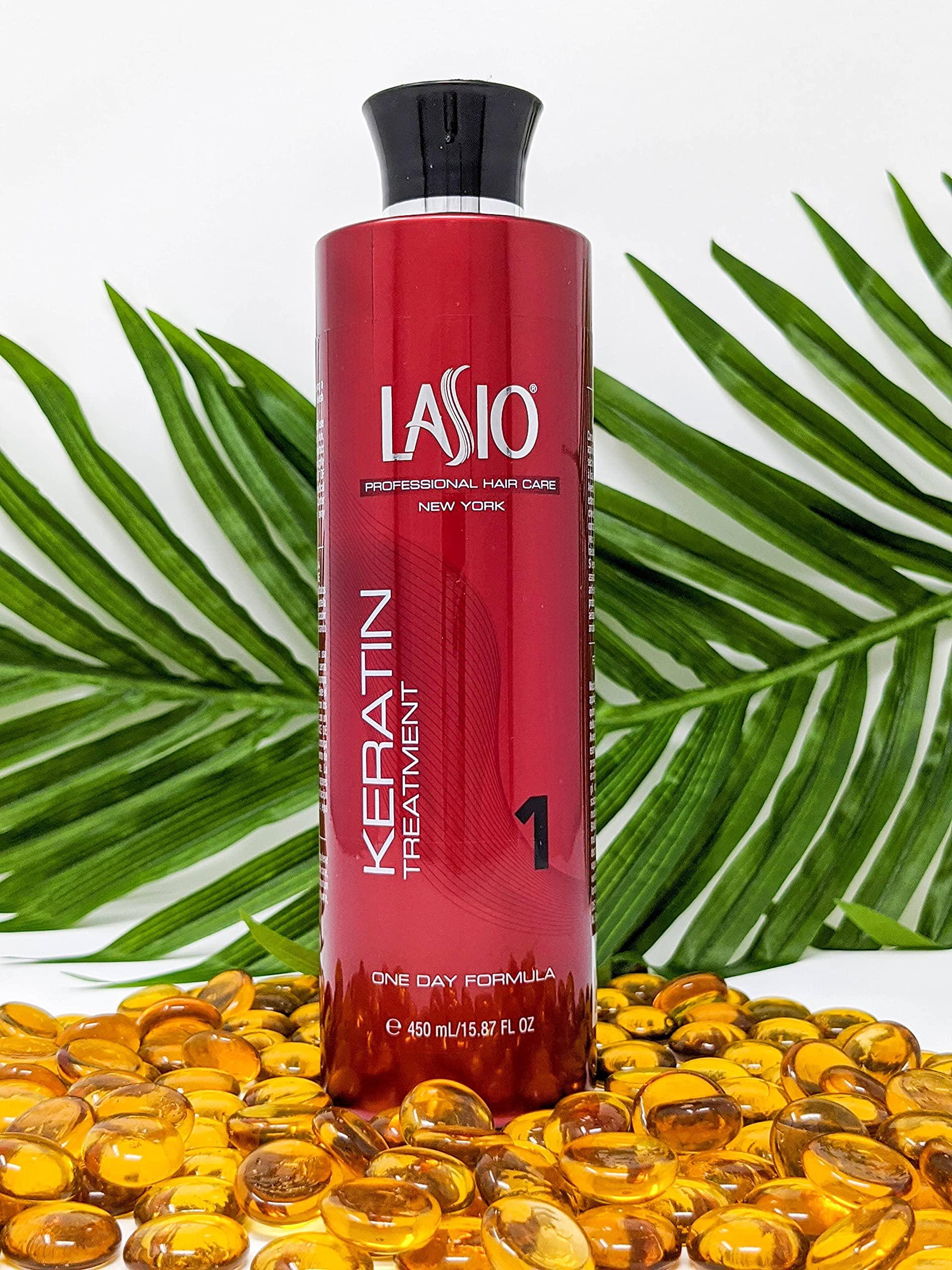 Lasio Lasio Keratin Treatment One Day Formula Infused with Amber Extract Lightweight Conditioner Frizz Free Reduce 90% Curls Quickly Fume Free Professional Salon Level Grade 35.27 Fl. Oz