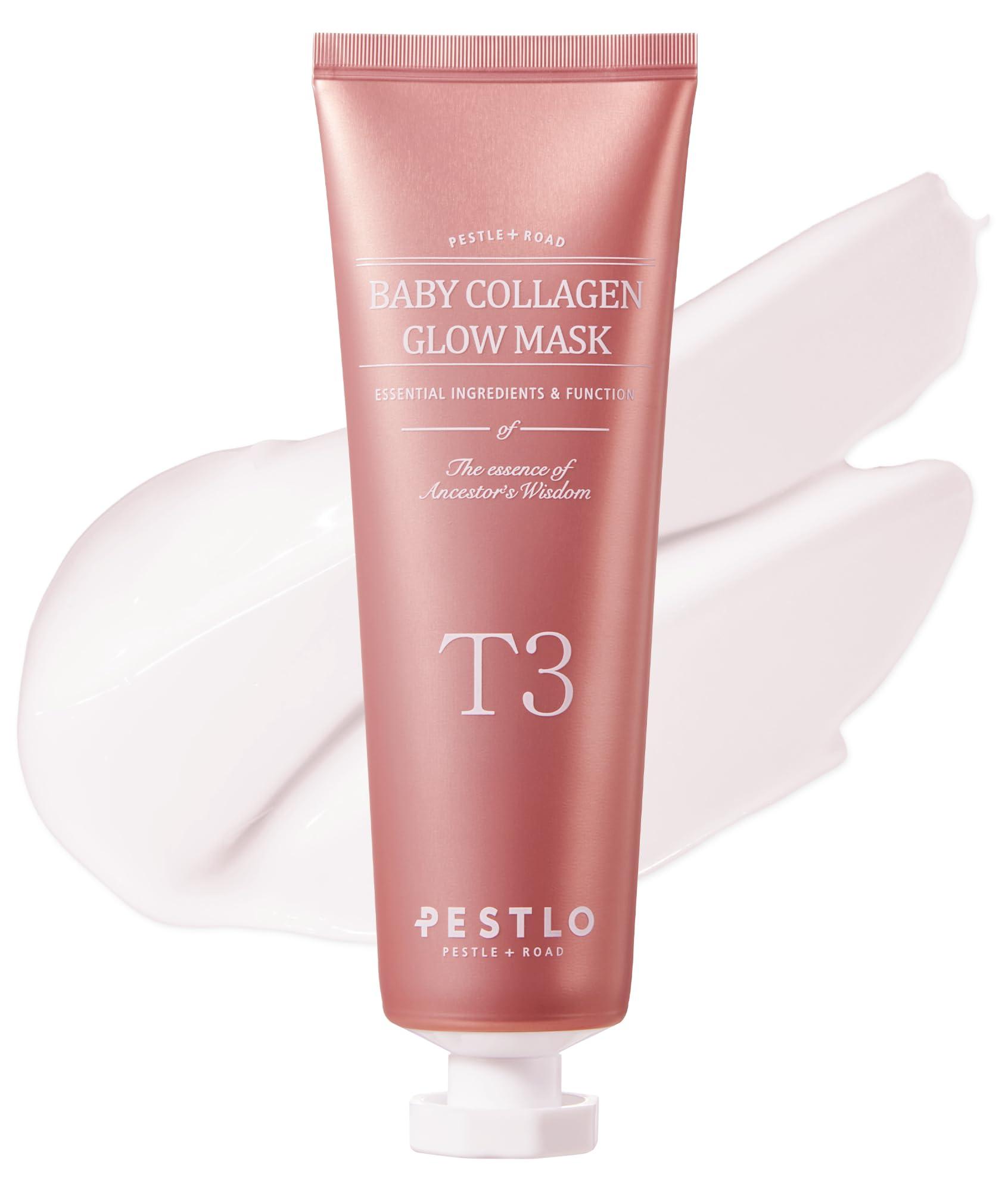 PESTLO PESTLE + ROAD PESTLO Baby Collagen Glow Mask - Korean Peel-Off Mask Skincare Infused with with Reallagen/T-3 Vegan Collagen, Aginon, Volufiline, for Elasticity, Firmness, Glow Skin, and Optional Overnight Use
