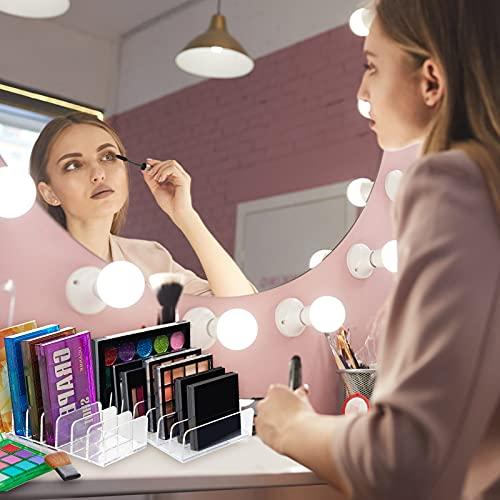Croudoa Eyeshadow Palette Organizer,Acrylic Clear Makeup Palette Organizer for Bathroom Countertops,Vanities,7 Sectons Makeup Pllet Organizer,Cosmetics Storage Solution for Eyeshadow Palette Contour Kit