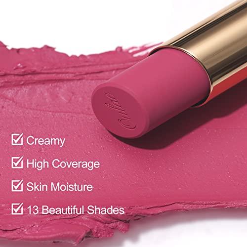 Oulac Oulac Rose Pink Matte Lipstick for Women, Lipstick & Blush Duo,Soft Creamy Satin Finish Lipsticks, Moisturising Formula, Rich Color Lips, Highly Pigmented, Rose Oil, Vegan & Cruelty-Free| 3.6g (Y07)
