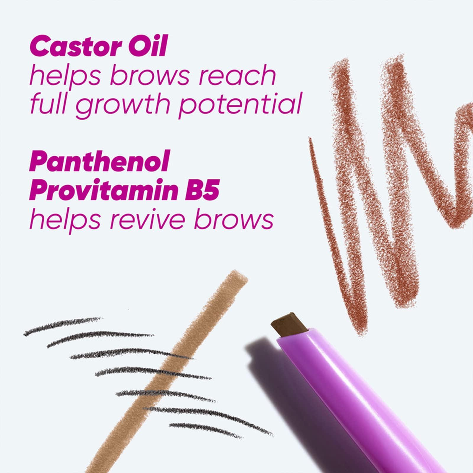 Kosas Kosas Brow Pop - Longwear Eyebrow Makeup, Dual-Sided Defining Pencil with Castor Oil for Soft, Natural Look of Real Hair - Medium Chocolate Brown