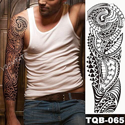 Vesna Vesna Large Arm Sleeve Tattoo Maori Power Totem Waterproof Temporary Tattoo Sticker Warrior Samurai Angel Skull Men Full Black Tatoo (07)