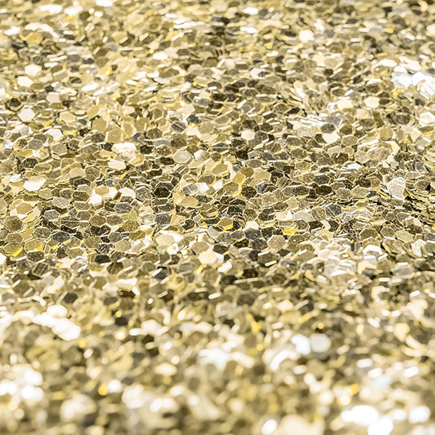 Hemway Hemway Premium Ultra Sparkle Glitter Multi Purpose Metallic Flake for Arts Crafts Nails Cosmetics Resin Festival Face Hair - Champagne Gold - Super Chunky (1/8" 0.125" 3mm) 100g / 3.5oz