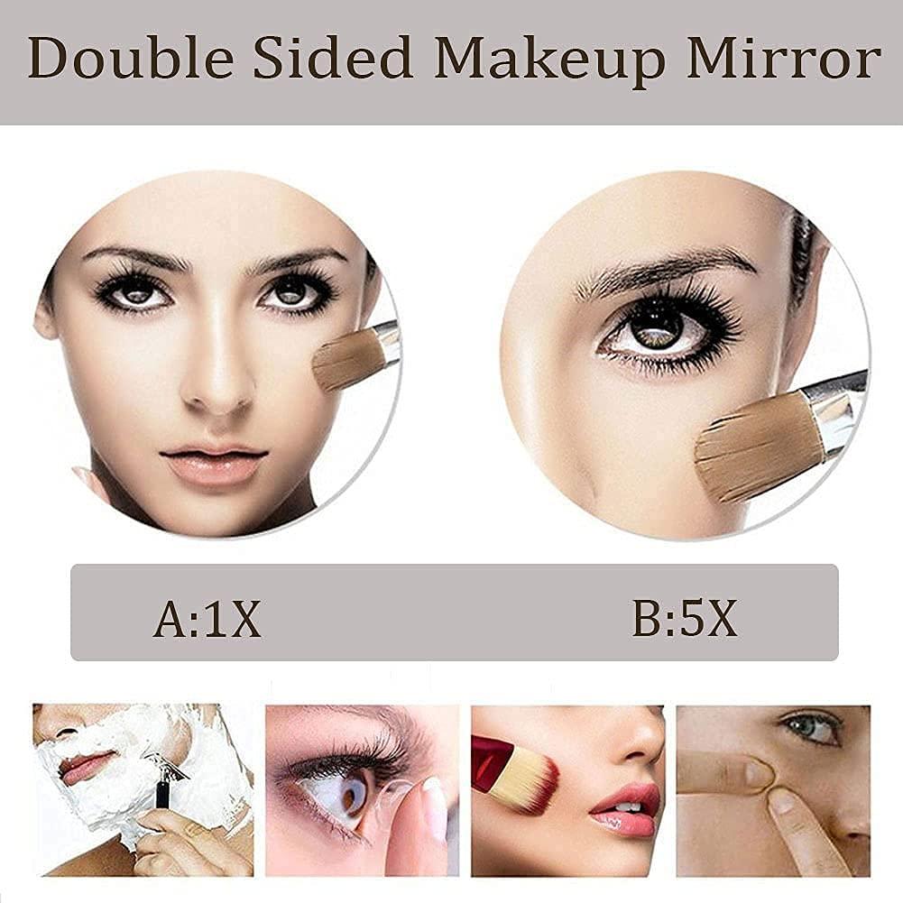 MUOBSBJRX MUOBSBJRX Wall Mounted Makeup Mirror with 5X Magnification 8 Inch Double Sided Vanity Magnifying Mirror Cosmetic Mirror Swivel Extendable Shaving Mirror for Bathroom Brushed Gold Makeup and Shavin