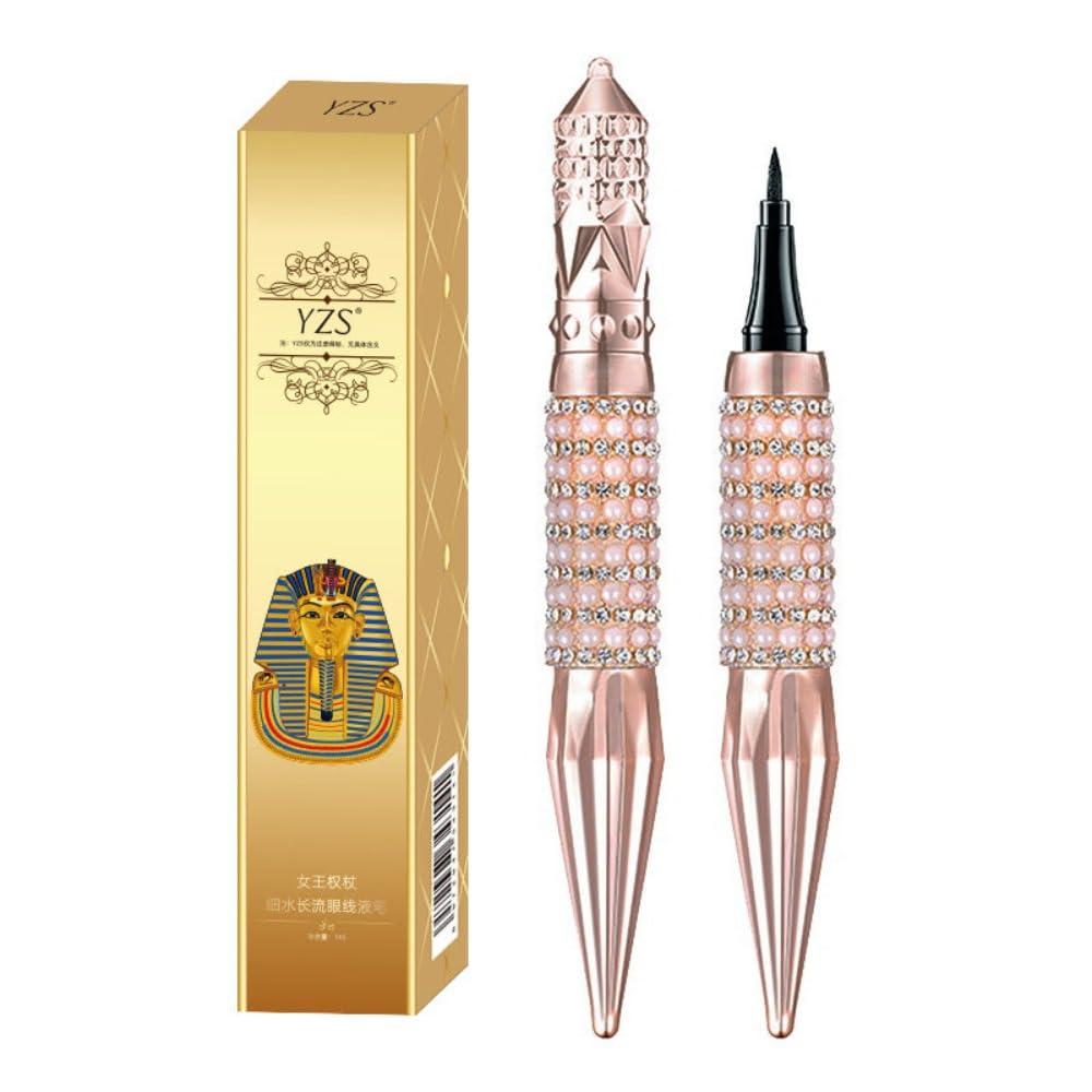 Generic Eyeliner Pencil Waterproof Liquid Eyeliner for Women, Long Lasting Eyeliner Pencil with Diamonds and Pearls, Black (Rose Gold/A small Box)