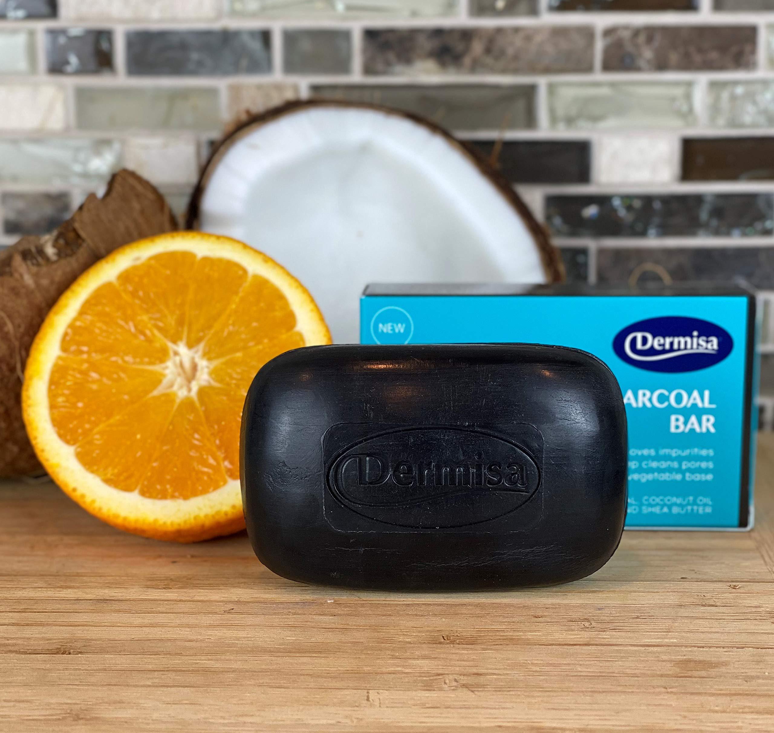 Dermisa Dermisa Charcoal Bar | Natural Gentle Cleansing Bar | Contains Activated Charcoal, Coconut Oil, Shea Butter, Vitamin C & Licorice | NO PARABENS, NO SULFATES | 3 OZ (3-Pack)