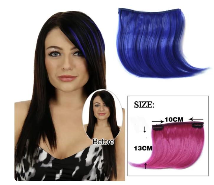 Belle G Belle G Clip In Rainbow Hair Fringe Bang, Human Hair, Side Swept Style (Grey Silver)
