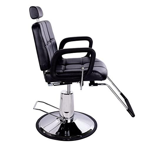 NinthAvenue Basics Beautystyle Reclining Barber Chair with Headrest Hydraulic Recline Salon Chair for Hair Stylist