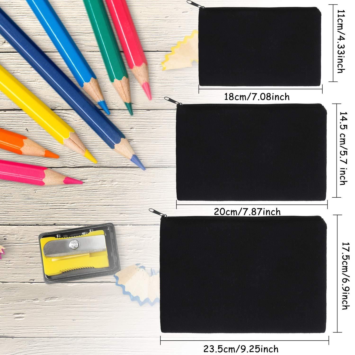 Frienda Frienda 12 Pieces Canvas Cosmetic Bag Multipurpose Cosmetic Pouch Zipper Makeup Bags Blank Make Up Purse for Women Travel Organize Storage, Multi Sizes