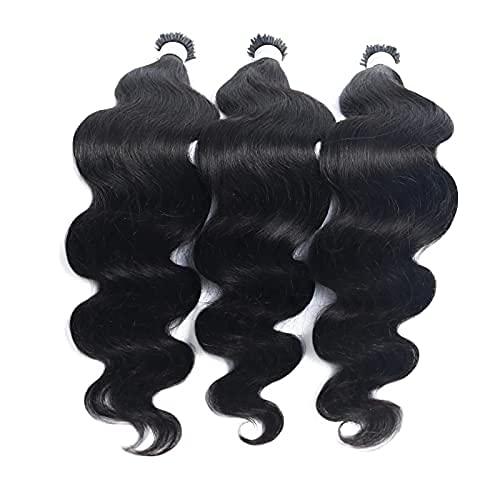 iVogue Hair #1 #2 #4 Long Body Wave I Tip Microlinks Hair Extensions Indian Natural Wavy Virgin Bulk Hair For Women 100% Human Hair For Salon (#1, 30inch)