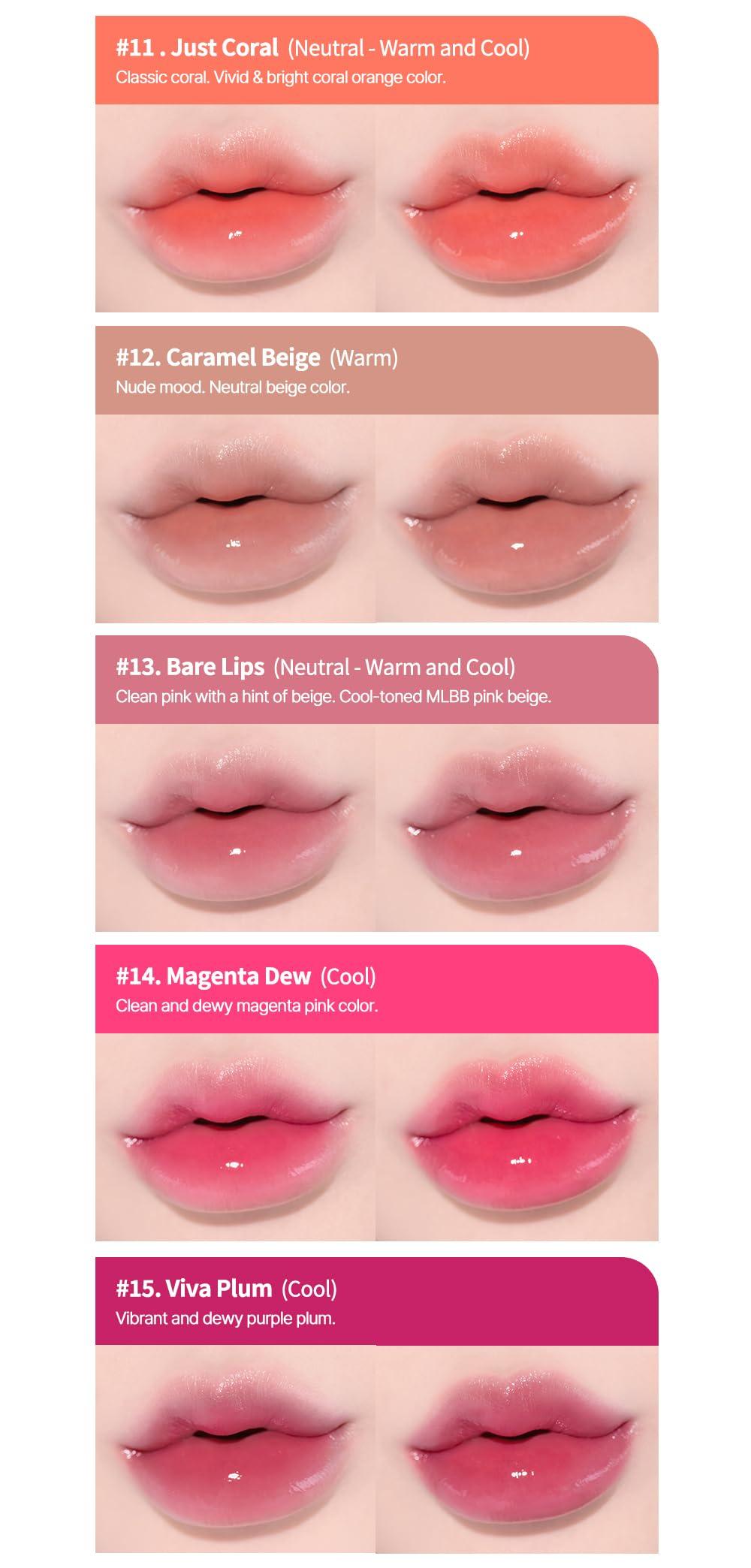 Heart Percent Heart Percent Dote On Mood Pure Glow Tint, Watery & Lightweight Moisturizing Lip Stain Long Lasting Liquid Lipstick 6.8g, 07. Fig Rose
