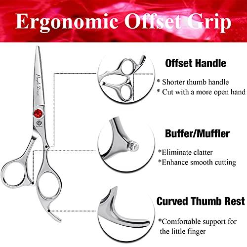 Purple Dragon Purple Dragon 4.5/5.0 inch Silver Barber Hair Cutting Scissors/Shears with Bag- Perfect for Professional Hairstylist, Hairdresser (5.0 inch)