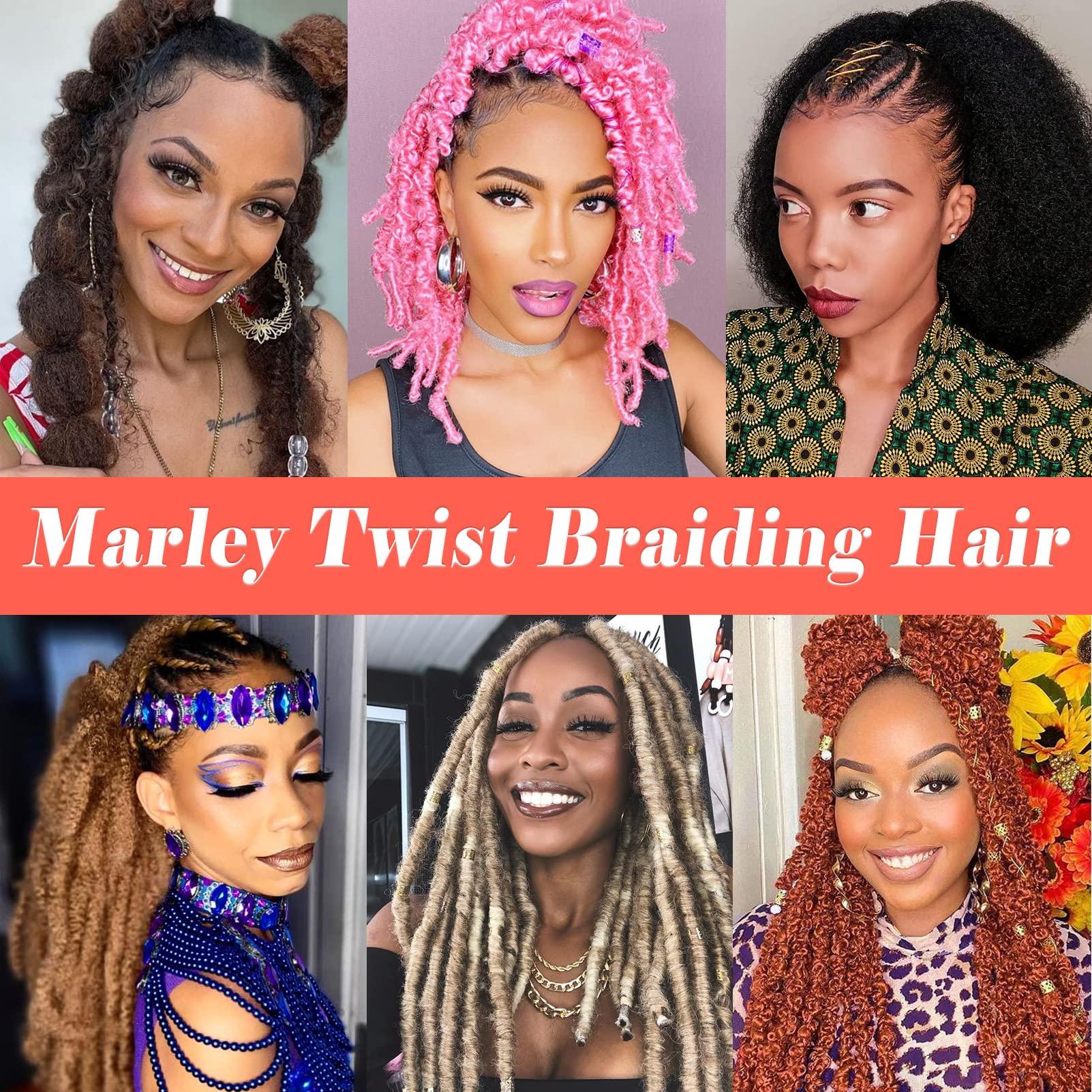 GOWIT Marley Twist Braiding Hair 18 Inch 7 Packs Afro Twist Hair Pre Separated Spring Twist Hair Pre Fluffed Cuban Twist Hair Synthetic Wrapping Hair Extensions for Soft Locs(18\",1B)