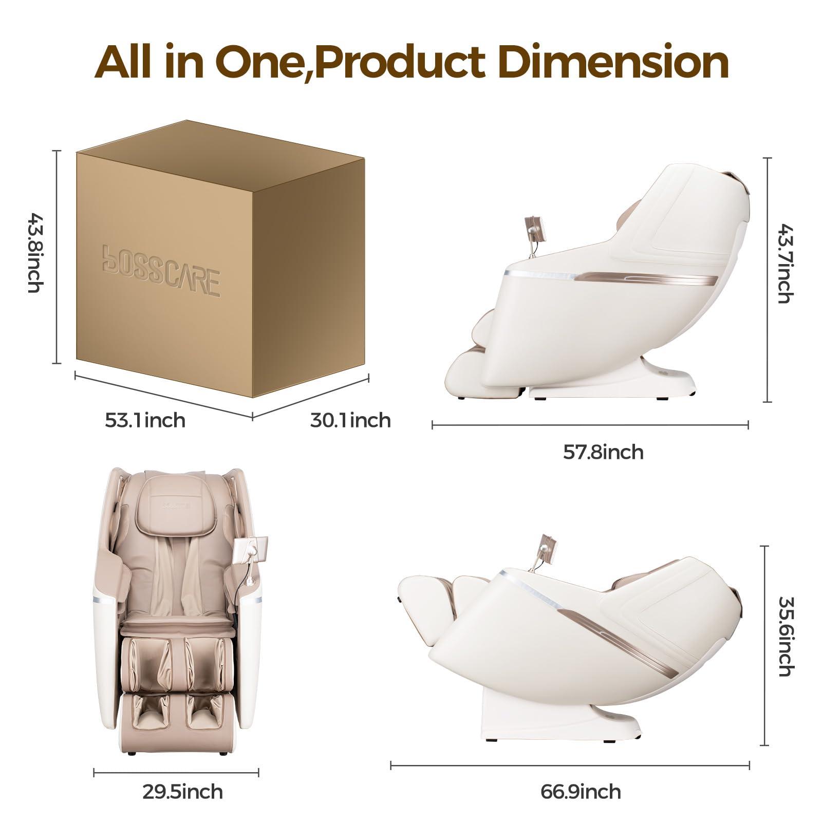 BOSSCARE BOSSCARE Full Body SL Track Massage Chair, 2025 3D Zero Gravity Shiatsu Massage Recliner, APP Control, Body Scanning, HiFi Bluetooth Heated Message Chair