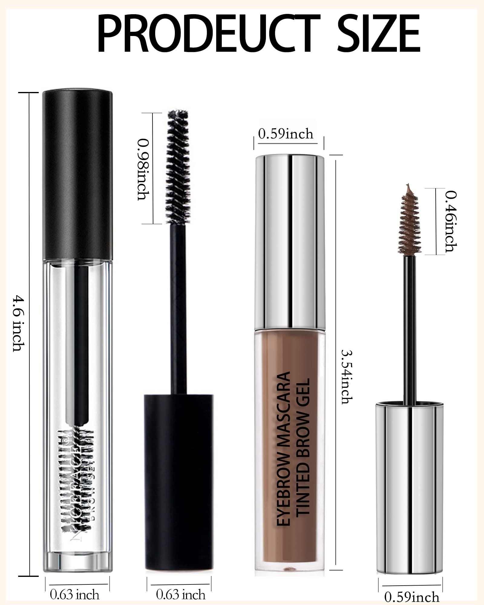 LYSdefeu Waterproof Tinted Eyebrow Gel Ebony & Clear Brow Setting Glue,Liquid Mascara Eye Brow Gel,Long Lasting Smudge-Proof Brow Filler,Brow Fast Sculp, Christmas Eye Makeup Gift Set for Girl Women-06