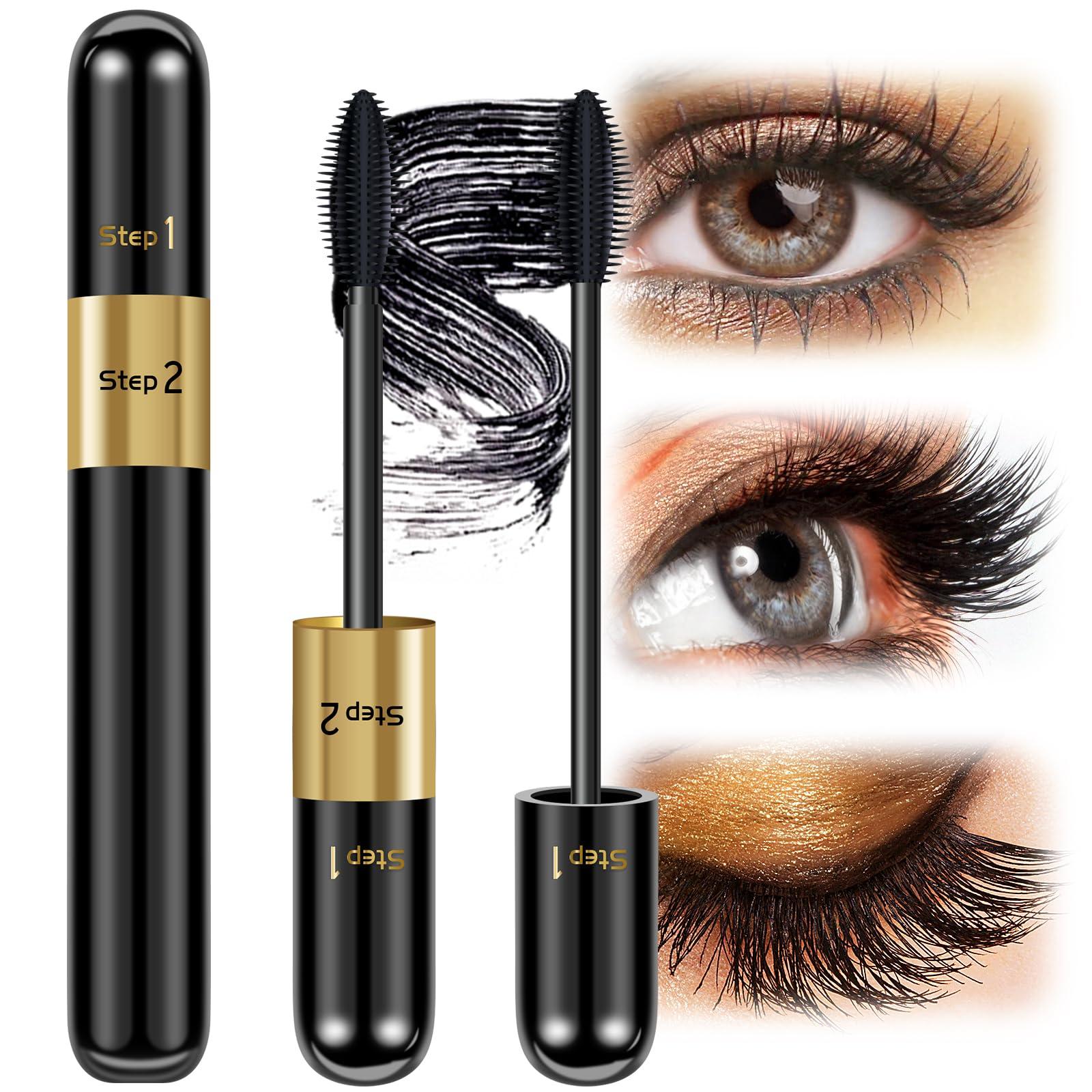 DRMODE Mascara Black Volume and Length - 4D Silk Fiber Mascara Natural and False Effect,Lengthening and Thickening No Clumping Mascara Smudge Proof for Makeup