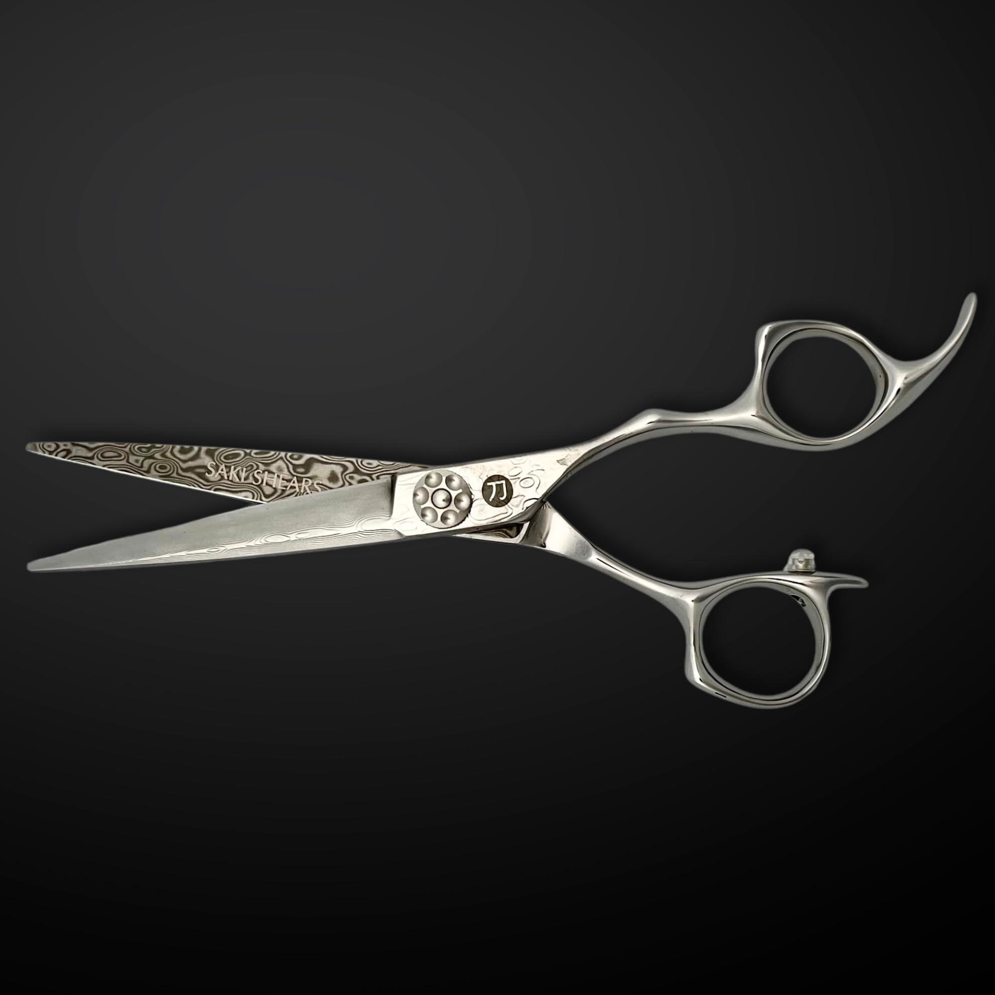 Saki Shears 6 Inch Hair Cutting Shears Made From Damascus Steel - Saki Kanzen - For Professional Haircutting - Wet or Dry Hair