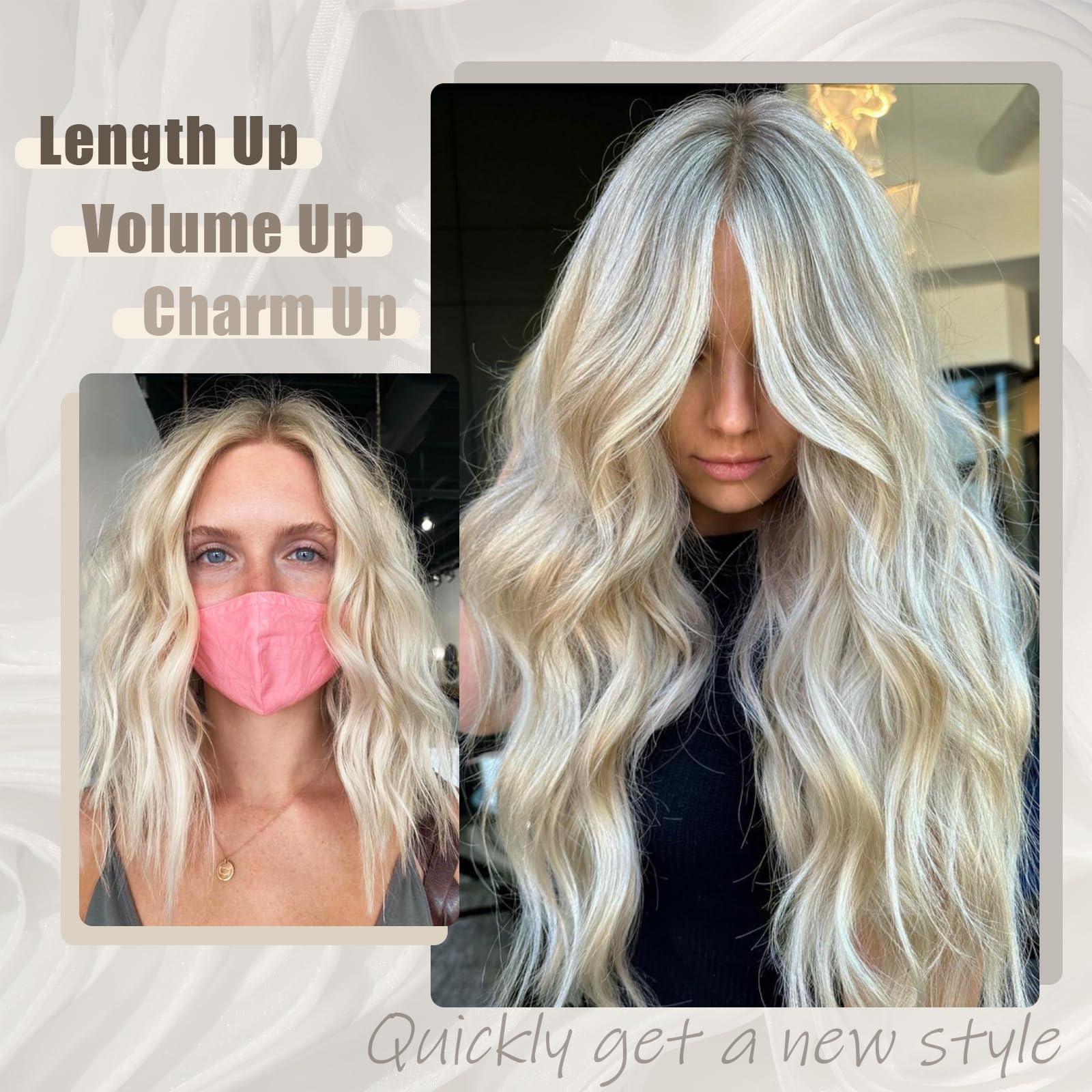 Beelu Clip in Hair Extensions for Women 7PCS Dirty Blonde with Highlights Long Wavy Curly Hair Extension 20 Inch Natural Synthetic Hair Extension Hairpieces for Daily Use