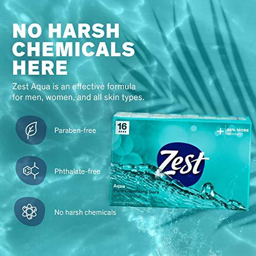 Zest Zest Bar Soap - Enriched with Vitamin E - Moisturizing Body Soap - Gentle Soap - Paraben-Free Soap Bar - Suitable for All Skin Types - Aqua - 16 Pc