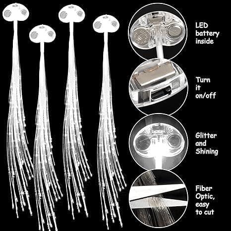 Generic Light Up Hair Clips, LED Lights Hair Led Light Up Fairy Hair Light Up Butterfly Hair Clips Fiber Optic (White, 20 Pack)