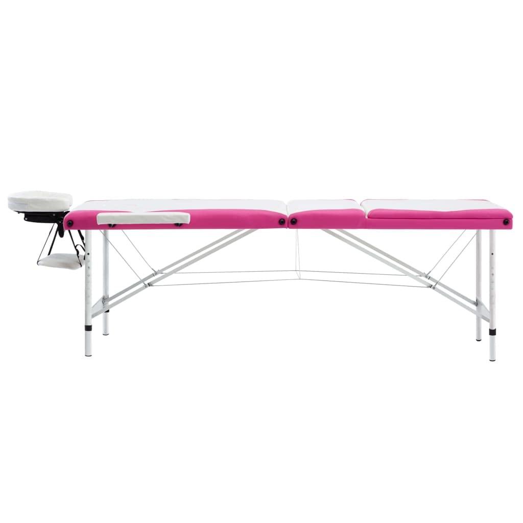 Gecheer Gecheer 3-Zone Foldable Massage Table Aluminum White and Pink SJ70079A