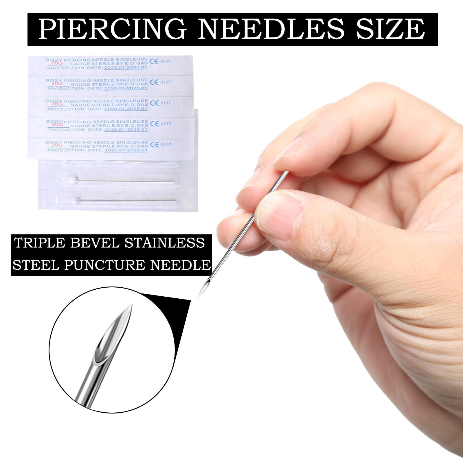 WOLAYI Piercing Needles,40PCS 13G Stainless Steel Sterile Disposable Surgical Steel Piercing Needles for Belly Navel Nipple Tongue Ear Piercing Needle(13G)