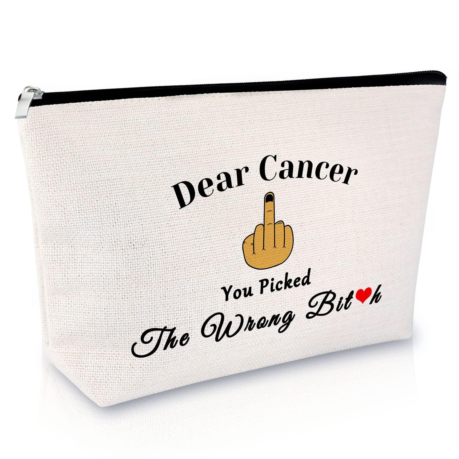 Sfodiary Cancer Awareness Gift for Women Makeup Bag Cancer Fighter Survivor Gift Cancer Gift for Chemo Patient Chemotherapy Gift for Women Recovery Gift Christmas Inspirational Gift Travel Cosmetic Bag