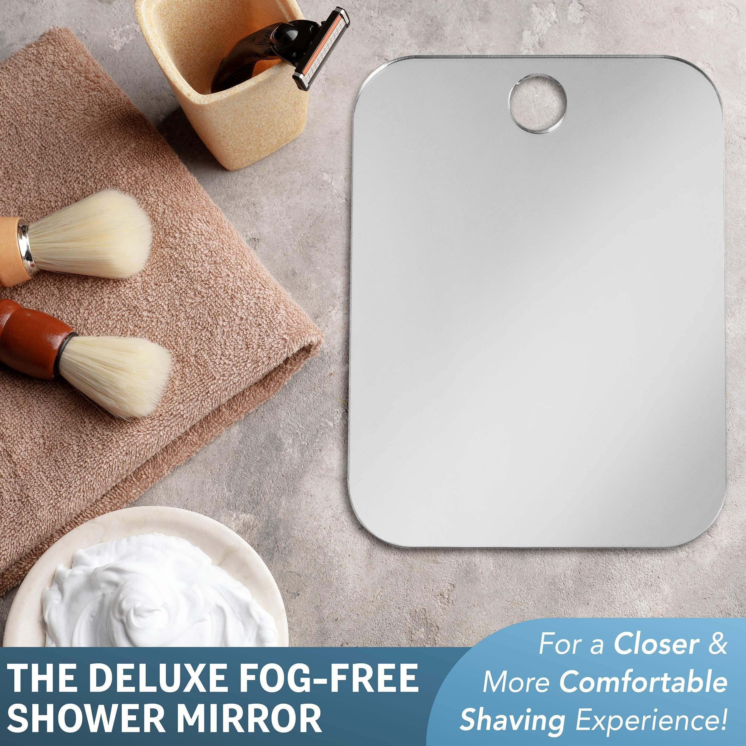 The Shave Well Company The Shave Well Company Deluxe Anti-Fog Shaving Mirror | Fogless Hanging Bathroom Shower Mirror with Handheld Option for Men and Women | Includes Long-Lasting Removable Adhesive Hook