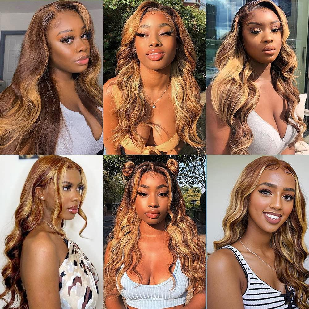 ZevPiul Ombre Blonde Bundles Human Hair Highlight Human Hair Bundles 2 Tone Honey Blonde Human Hair Bundle 8A Brazilian Virgin Blonde Highlight Human Hair 2 Bundles 24 24 Inch 200g