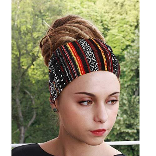 Bohend Bohend Boho Button Headband Wide Stretchy Daily Use Knotted Headwear Sport Athletic Yoga Gym Hair Accessories for Women and Girls(3pcs) (C)