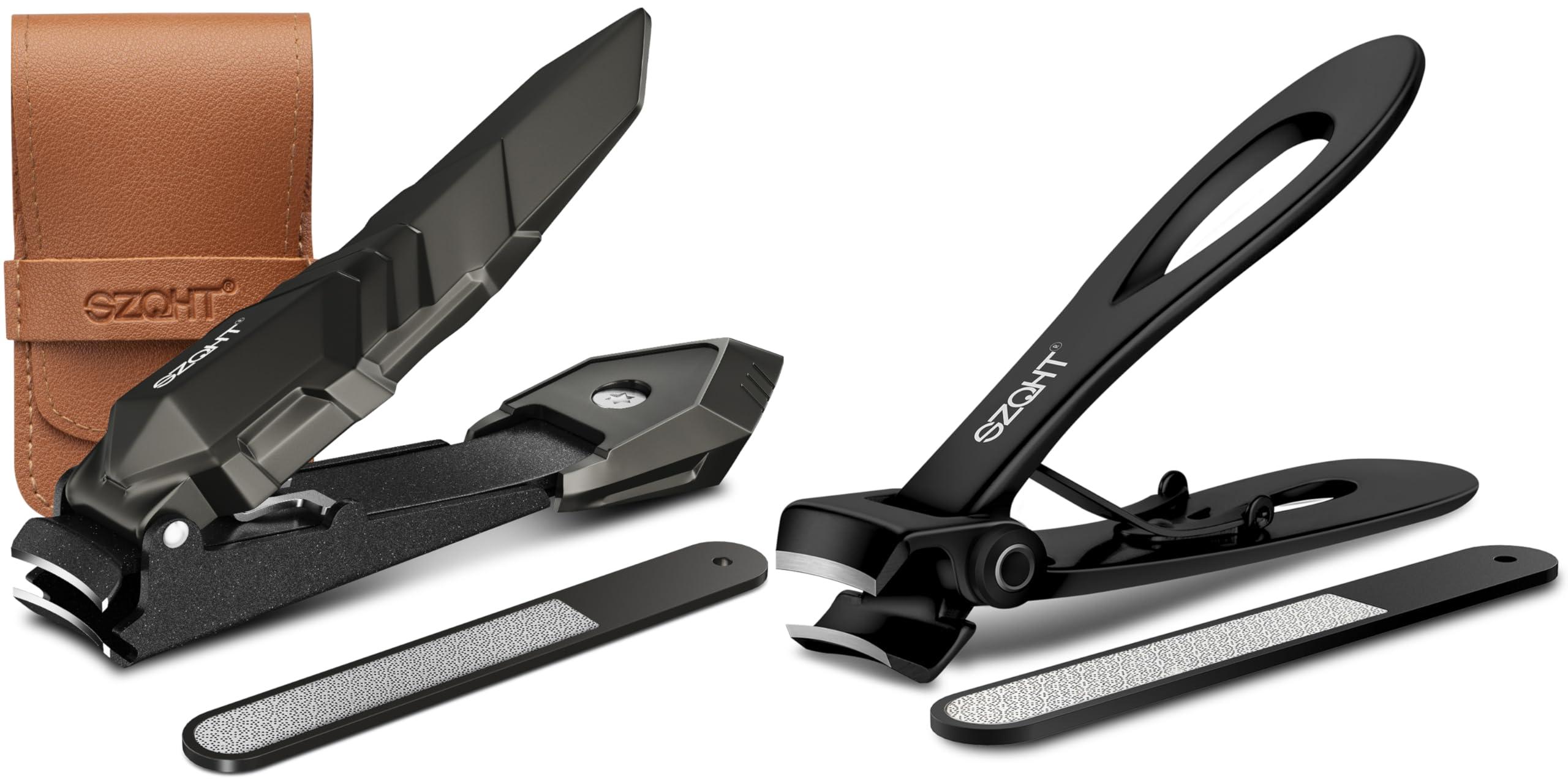 SZQHT Ultimate Mess-Free Nail Clippers with Catcher:&Ultra Wide Jaw Opening Nail Clippers Set Toenail Clippers for Thick Nails,Precise, Hygienic, and Durable Nail Care for Men and Women