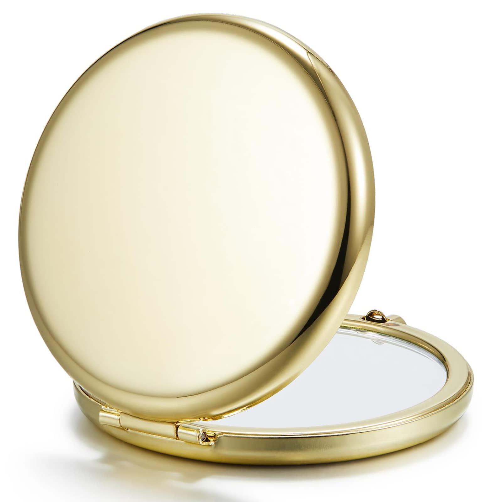 Getinbulk Getinbulk Compact Mirror Bulk, Pack of 24 Double-Sided 1X/2X Magnifying Metal Makeup Mirrors((Round,Gold)