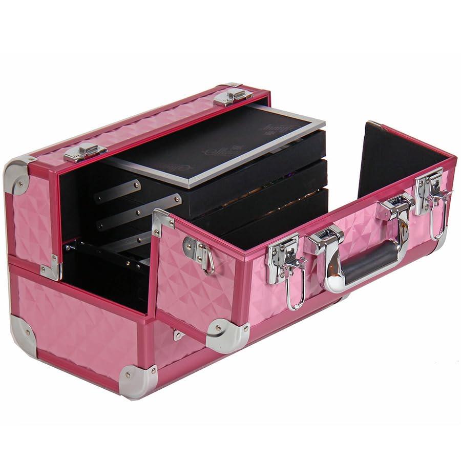 SHANY SHANY Premier Fantasy Professional Makeup Train Case Cosmetic Box Portable Makeup Case Organizer Jewelry storage with Locks, 3 Trays, Makeup Brush Holder and Cosmetics Mirror - Pink Diamond