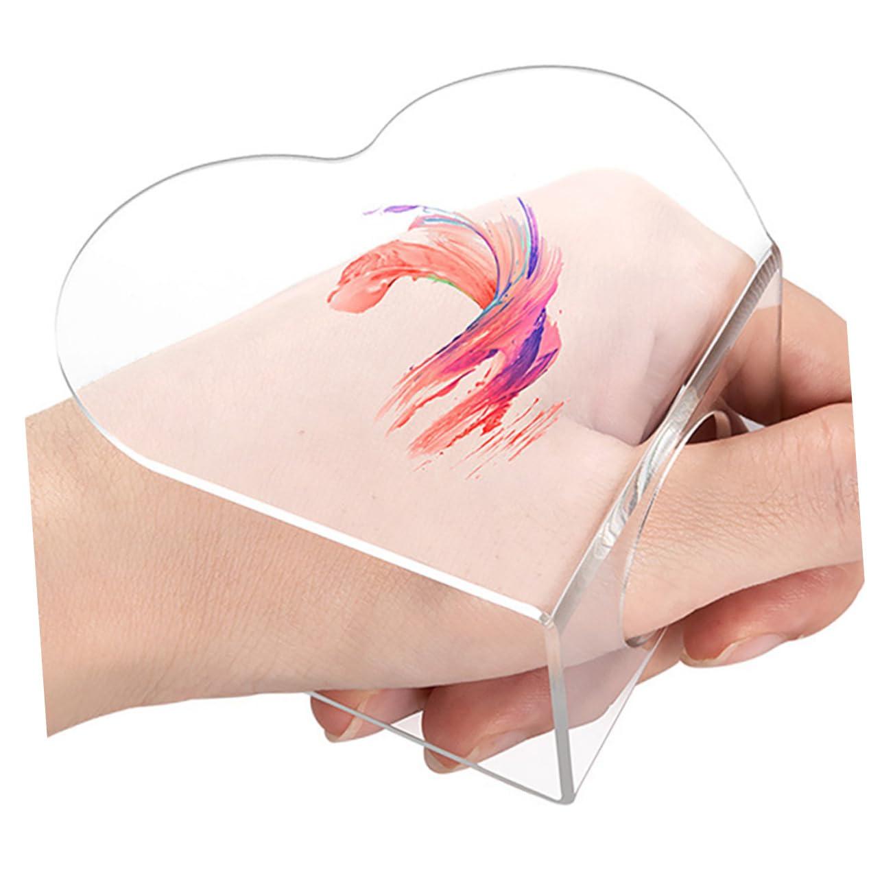 PHENOFICE PHENOFICE Handheld Heart Makeup Mixing Tray Acrylic Mixing Plate for Makeup Foundation Mixing Palette with Stainless Steel Spatula
