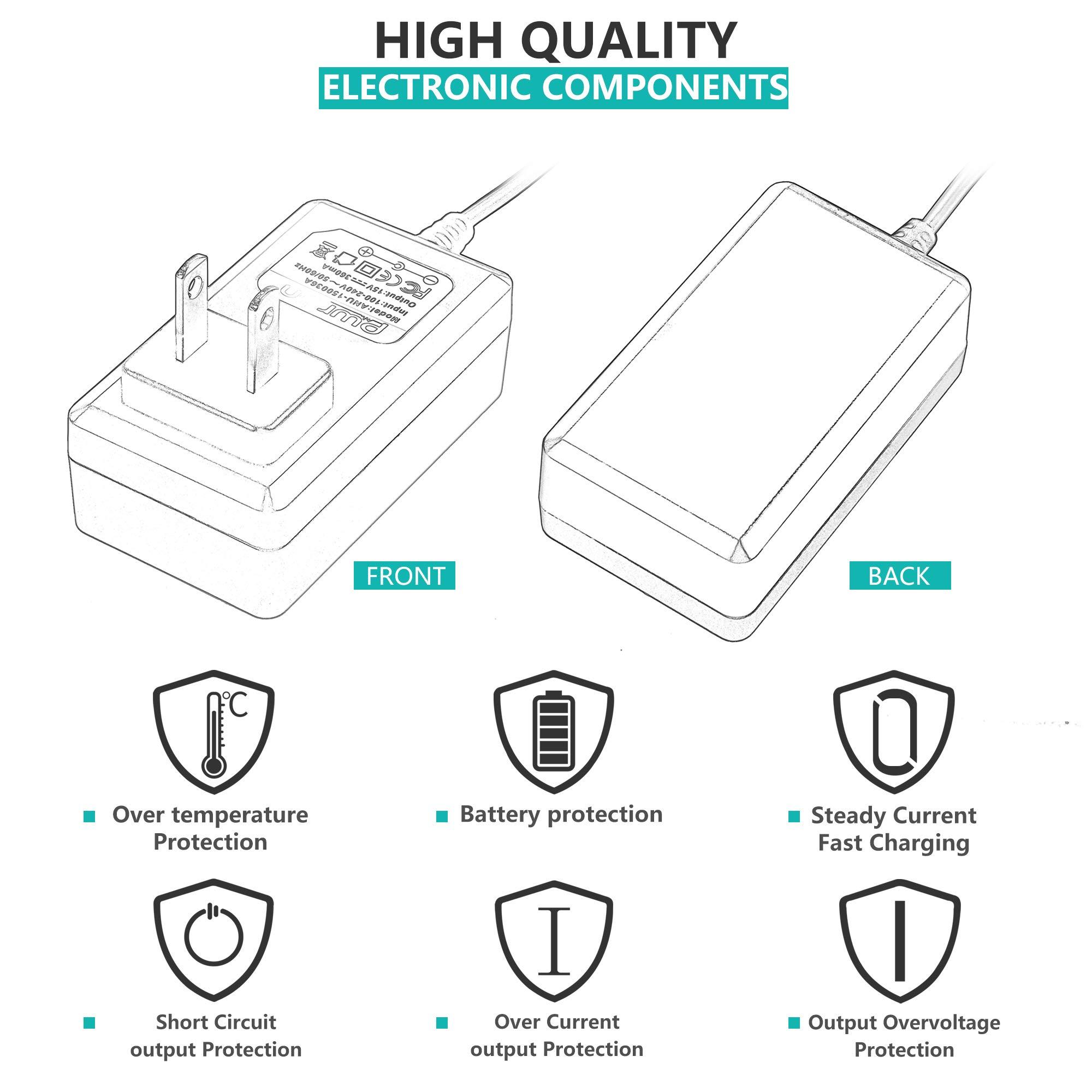 PwrON PwrON Philips Razor Charger, 15V 5.4W AC DC Adapter (6.6ft) Fits for Philips Norelco HQ8505/8500X Shaver Razor HQ RQ QC QT at PT XL HS Series, HQ6070 AT810 PT720 RQ1250 S5000 7867XL QT4050 YS524