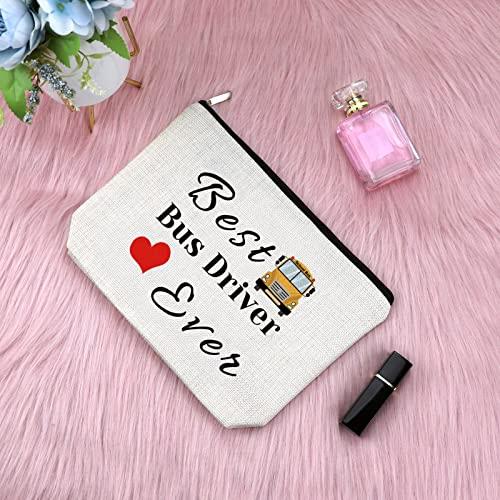 Sfodiary Bus Driver Appreciation Gifts Makeup Bags Best Bus Driver Ever Gift School Bus Driver Gift Cosmetic Bag Thank You Gift for Driving Birthday Gift for Her Christmas Retirement Gift Travel Cosmetic Pouch