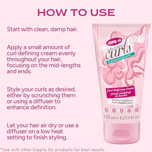 Dippity Do Dippity Do Girls with Curls Leave-In Curl Defining Cream - Anti-Frizz Styling Cream for Curly & Wavy Hair - Includes Shea Butter & Coconut Oil to Strengthen & Protect - 125 mL/4.2 fl oz