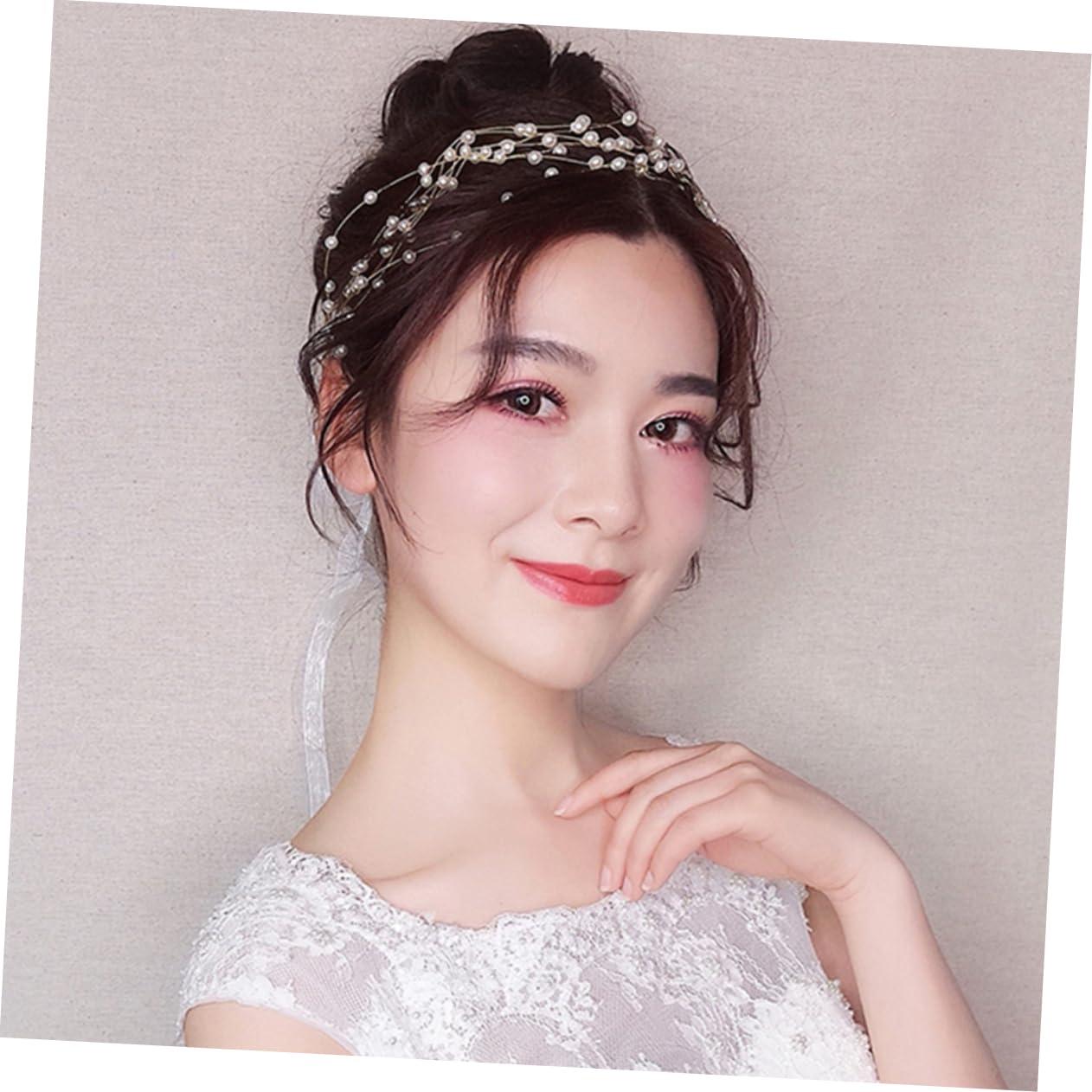 NOLITOY NOLITOY Wedding Headpiece Hair Ribbons Wedding Hair Accessories Bridal Hair Accessories Bridal Headdress Bridal Headpiece Pearl Headband Wedding Headband