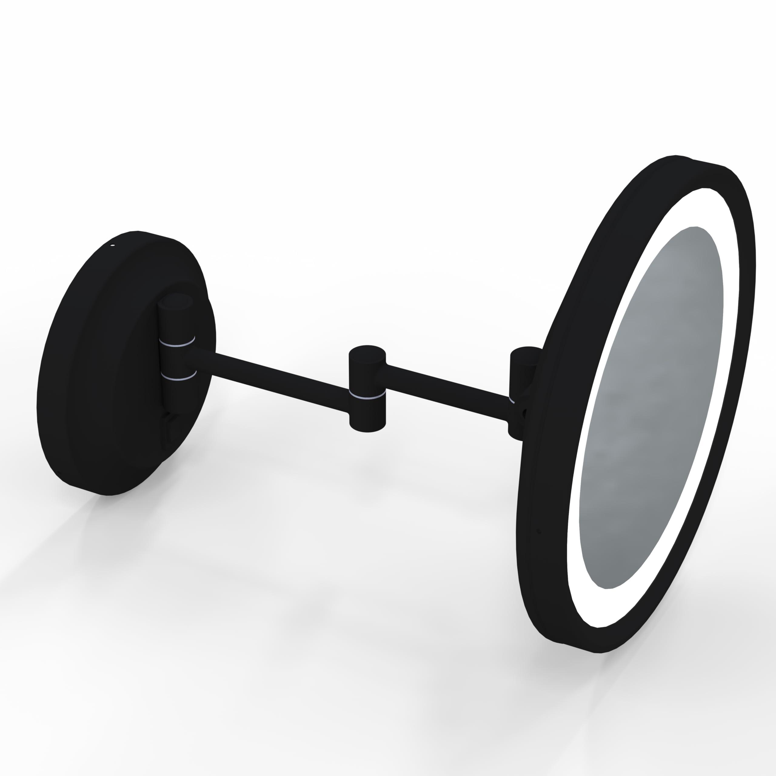 Universal Lighting and Decor Kimball and Young Matte Black Single-Sided LED Round Arm Wall Mirror