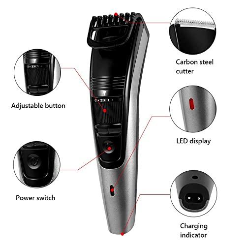 QFFA Professional Hair Clippers for Men, Men's Beard Trimmer Grooming 0.5-10mm Adjustable Hair Trimer Professional Mustache Stubble Hair Cutting Machine Rechargeable