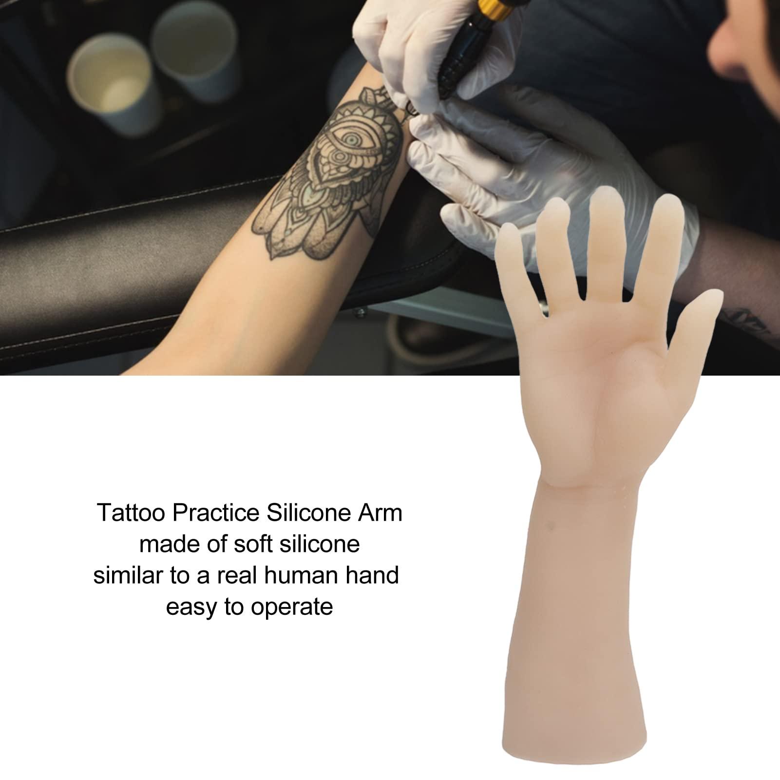 Pongnas Tattoo Practice Arm, Realistic Silicone Displaying Tattooing Training Arm for Shop (Right Hand)