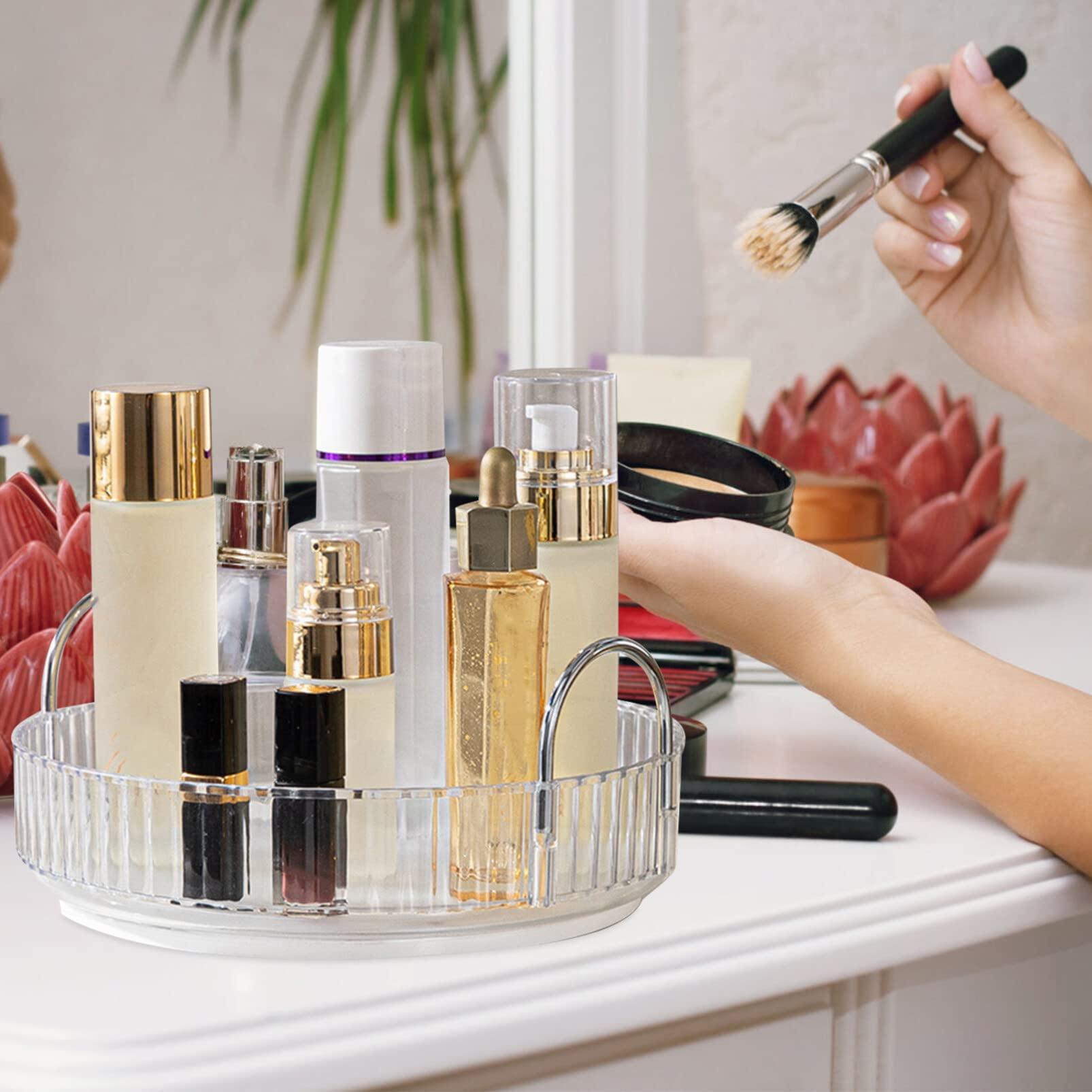 FOMIYES Box Storage Tray Cosmetic Rotating Tray Desktop Cosmetic Organizer Small Skincare Organizer Rotating Cosmetic Organizer Cosmetic Display Case Makeup Tray Organizer