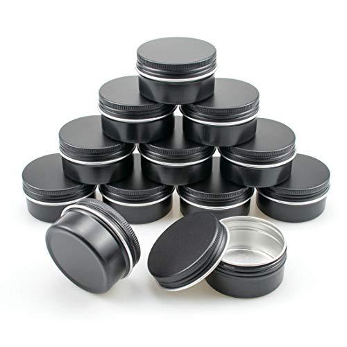 Foraineam Foraineam 48 Pack 1 oz. Aluminum Round Lip Balm Tin Containers with Screw Lid - Metal Storage Travel Tins Matte Black Empty Tin Jars