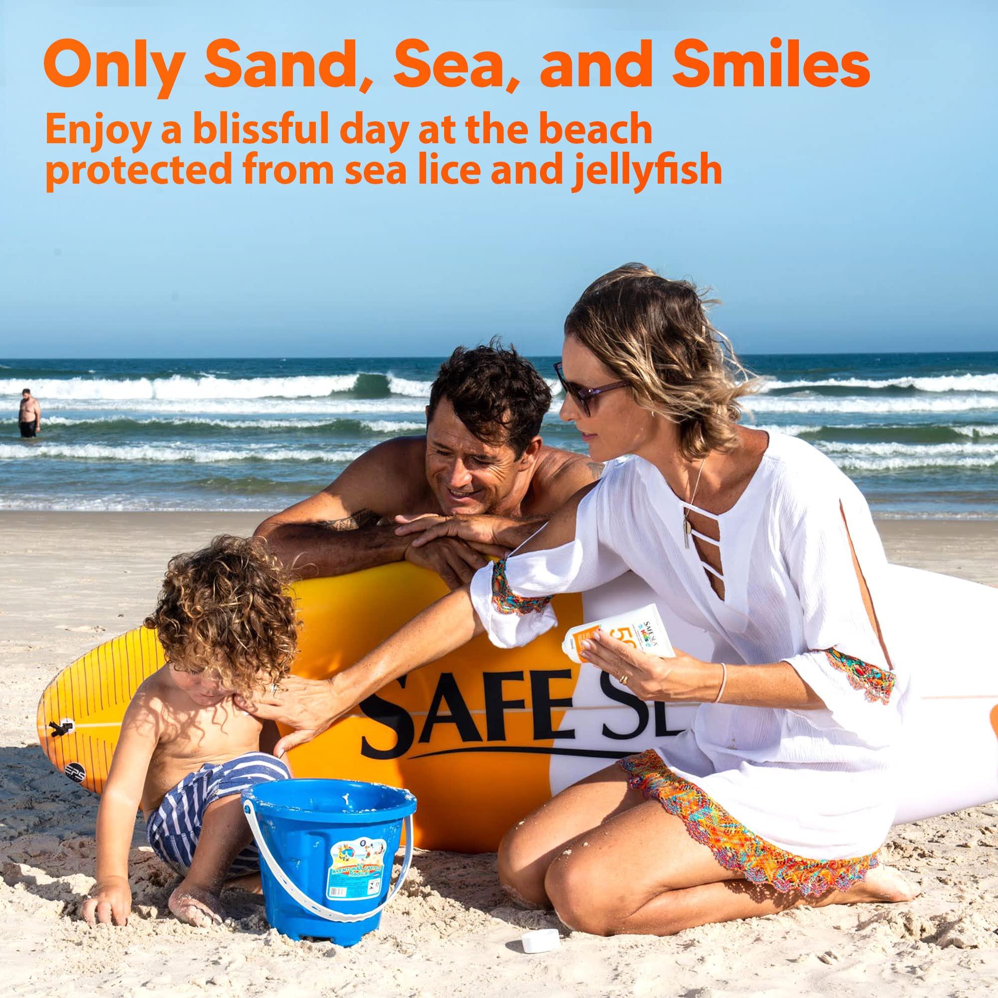 SAFE SEA Safe sea SPF50+ 3.4 oz. tube sunscreen - Jellyfish and Sea lice protective lotion. Very Water Resistant, Sensitive skin and Reef-Safe Sunscreen. (3.4 oz. tube 3 pack)