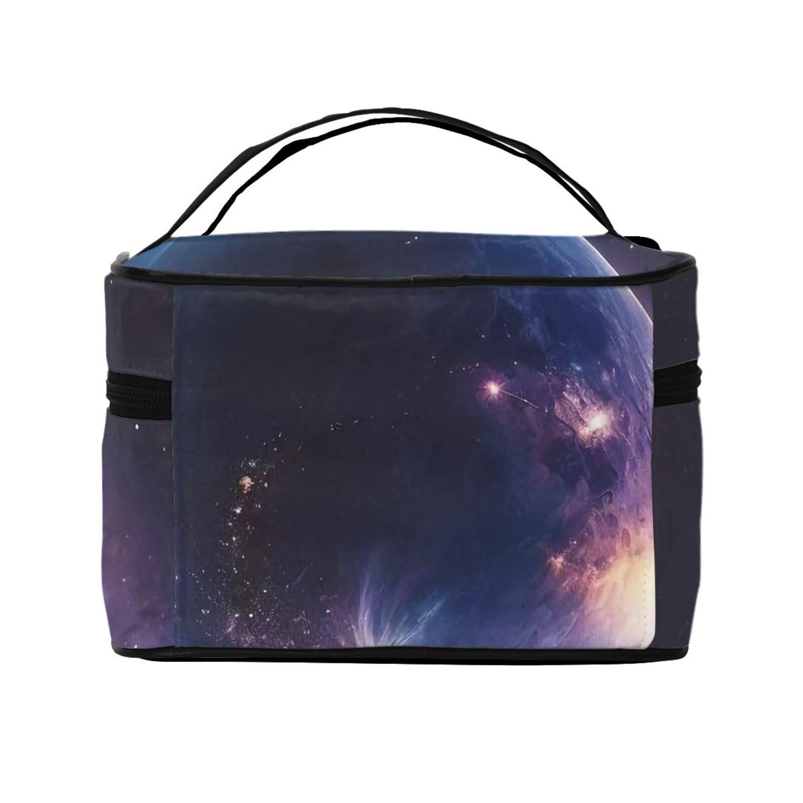 QASDFGHR QASDFGHR Small Galaxy Moon Print Makeup Bag,Travel Cosmetic Bag with Zipper for Women Square Make Up Bags Organizer
