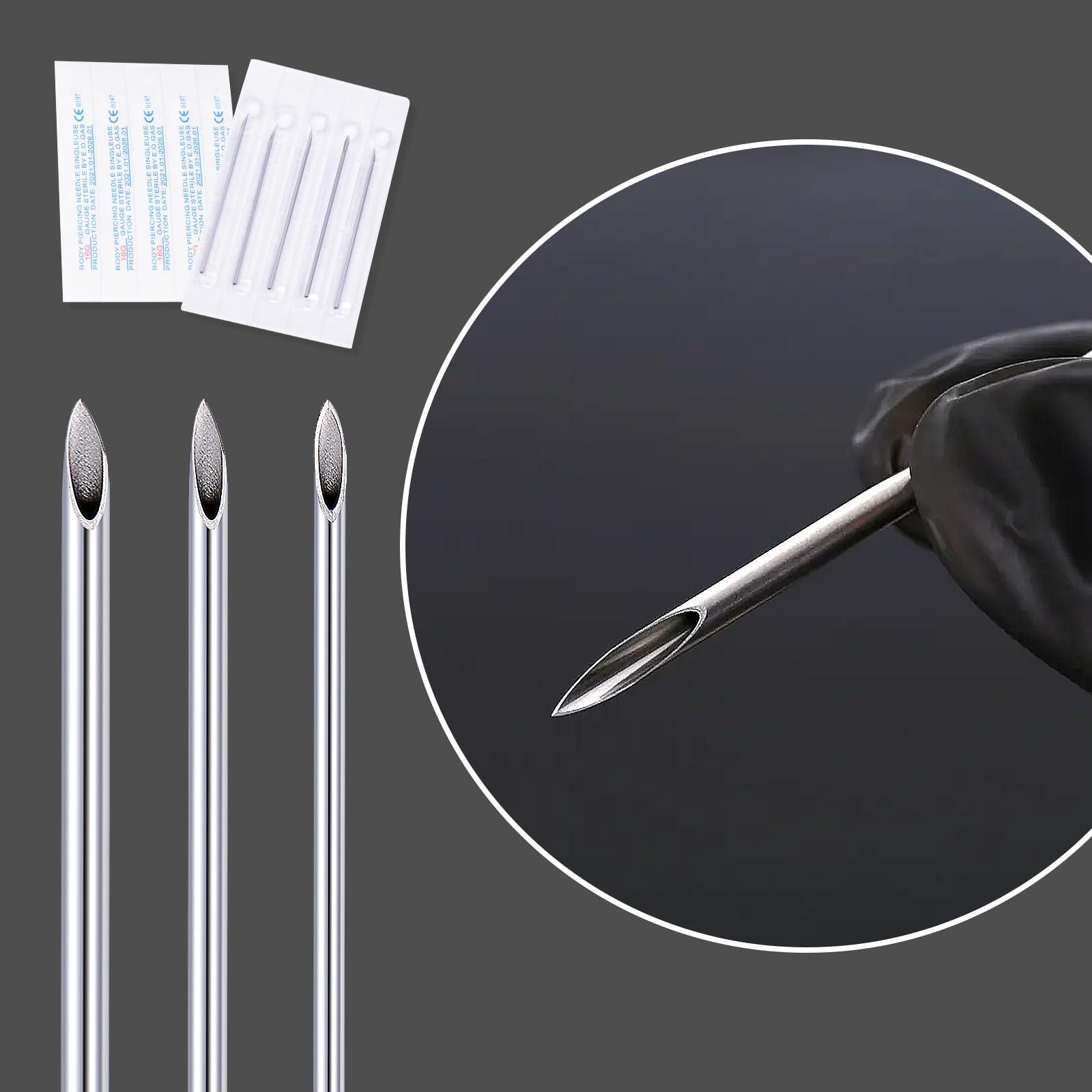 DJCIW 14G Body Piercing Needles,10pcs DJCIW Sterile Disposable Stainless Steel Needles for Ear, Nose, Navel, Nipple, Lip -Safe and Hygienic