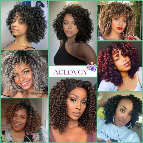 Aclovcy 8 Pack Jamaican Bounce Crochet Hair Curly Crochet Hair 8 Inch Wand Curl Crochet Hair For Black Women Jamaican Twist Braid Hair Short Crochet Curly Hair Extensions(8 Inch (Pack of 8),Tgray)