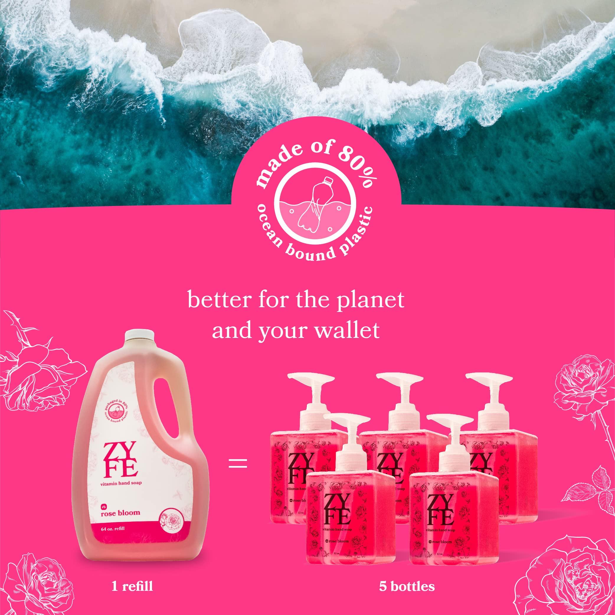 ZYFE ZYFE DIY Mothers Day Hand Soap Bundle - Auto Dispenser - 64oz Liquid Handsoap Refill & 2x 12oz Rose Handsoap Dispensers