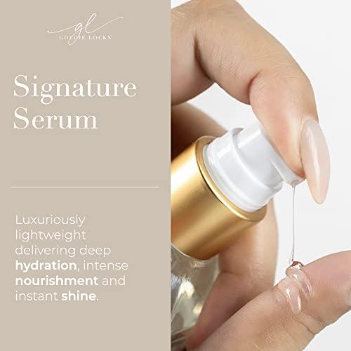Goldie Locks Goldie Locks Signature Serum, Strengthen and Repair Damaged Hair, Safe for Extensions & Colored Hair, Luxuriously Lightweight, Gives Intense Nourishment and Shine, Protection From Heat & UV Rays